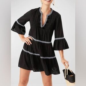 Tommy Bahama S Embroidered Tassel V-Neck Cotton Tunic Dress